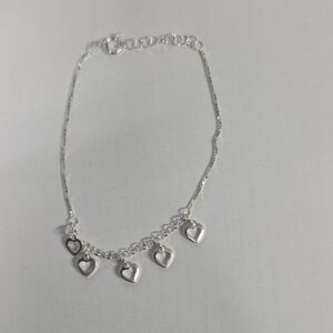Dainty Silver Heart Charm Bracelet